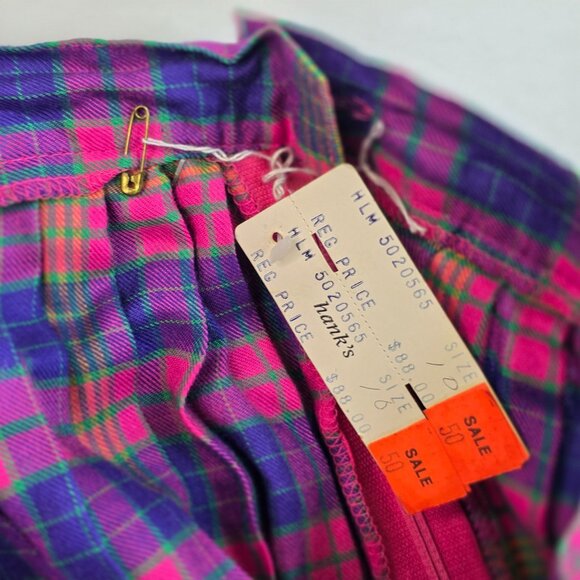 1980s Pleated High Waist Plaid Maxi Skirt Size 10 Academia Vintage Deadstock New - Picture 5 of 7
